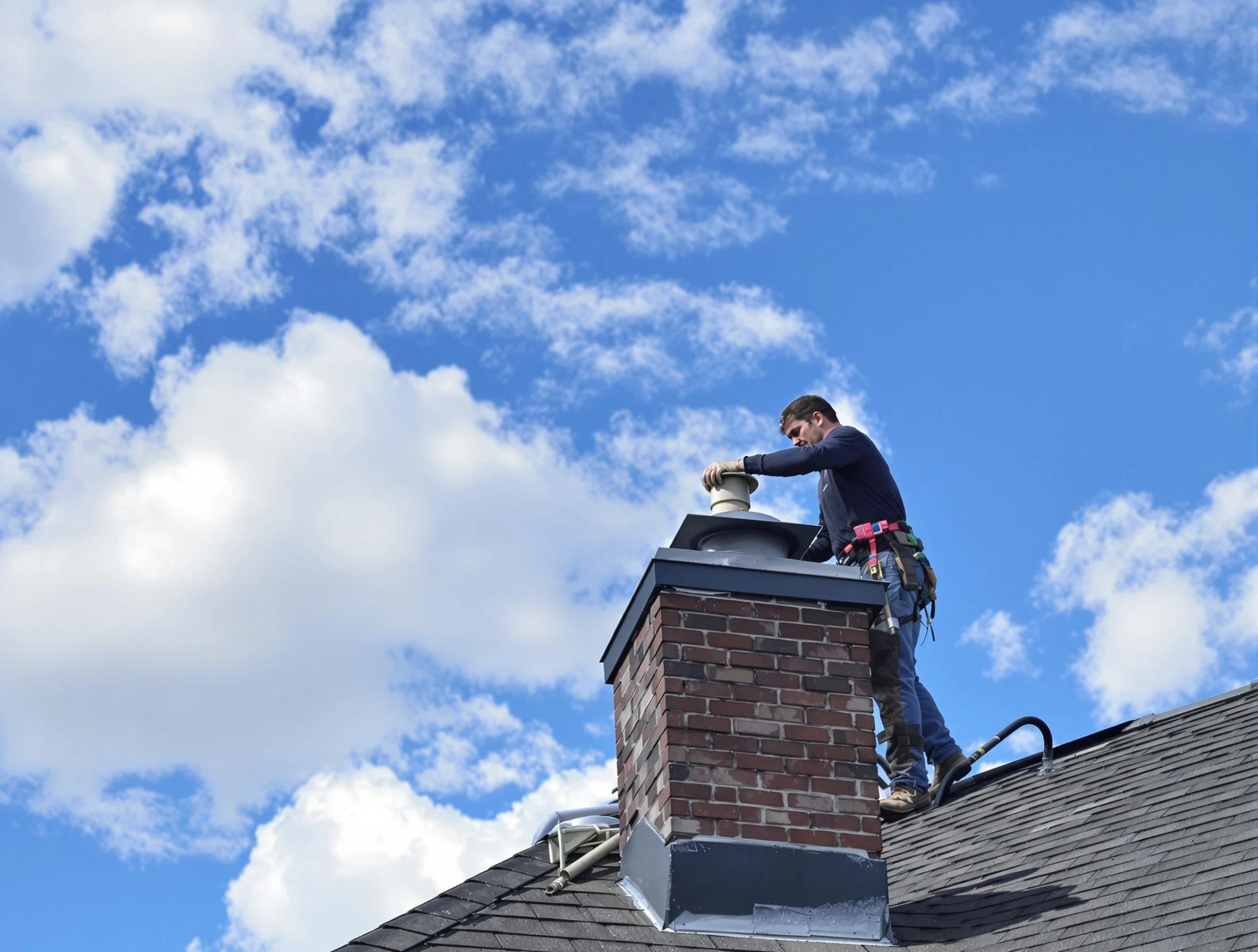 Somerset Chimney Sweep installing a sturdy chimney cap in Somerset, NJ