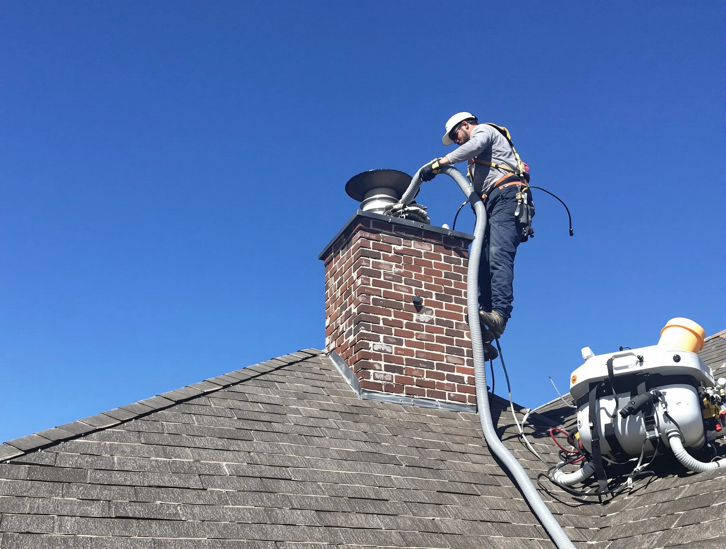 Dedicated Somerset Chimney Sweep team member cleaning a chimney in Somerset, NJ