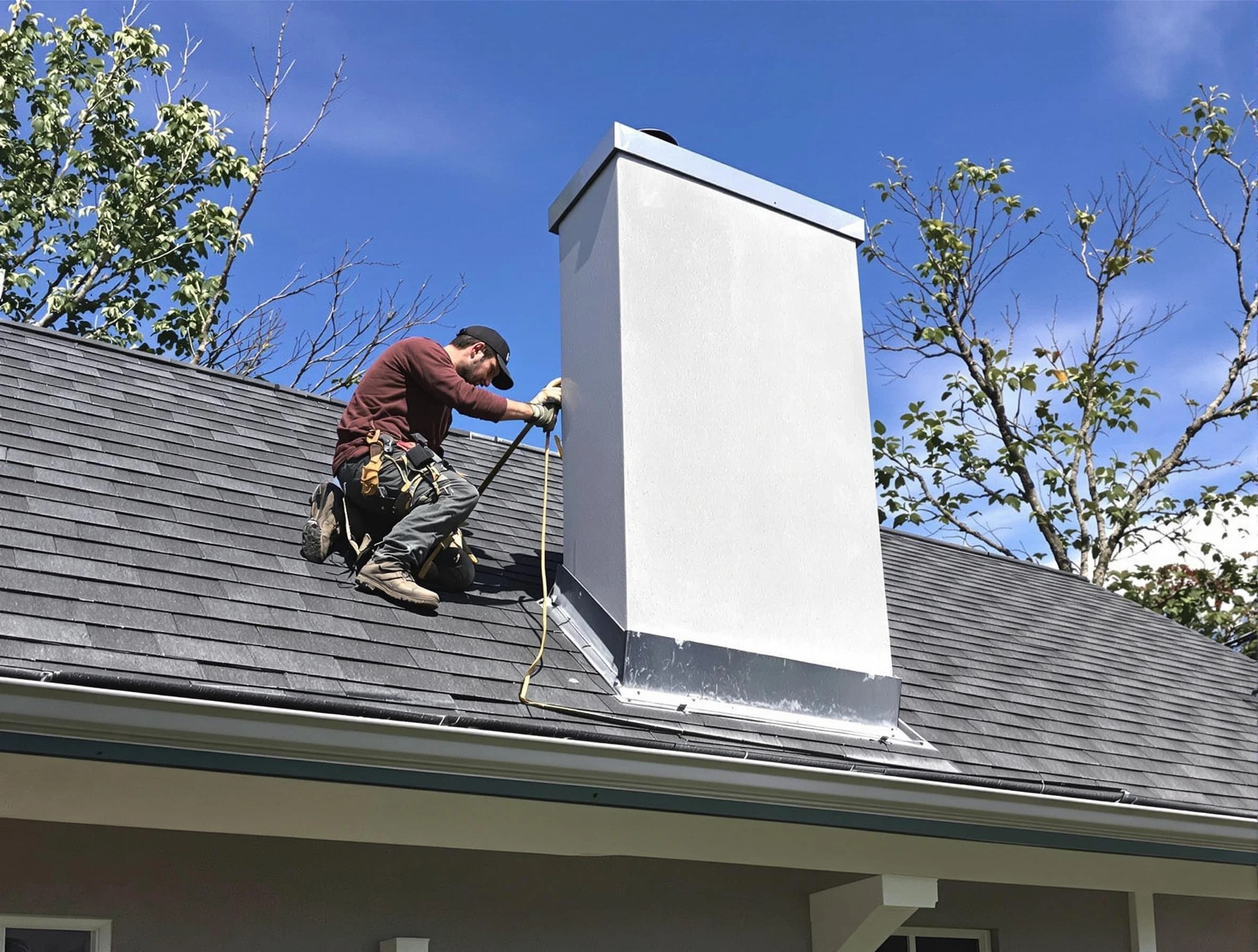 Somerset Chimney Sweep team member finishing chimney construction in Somerset, NJ