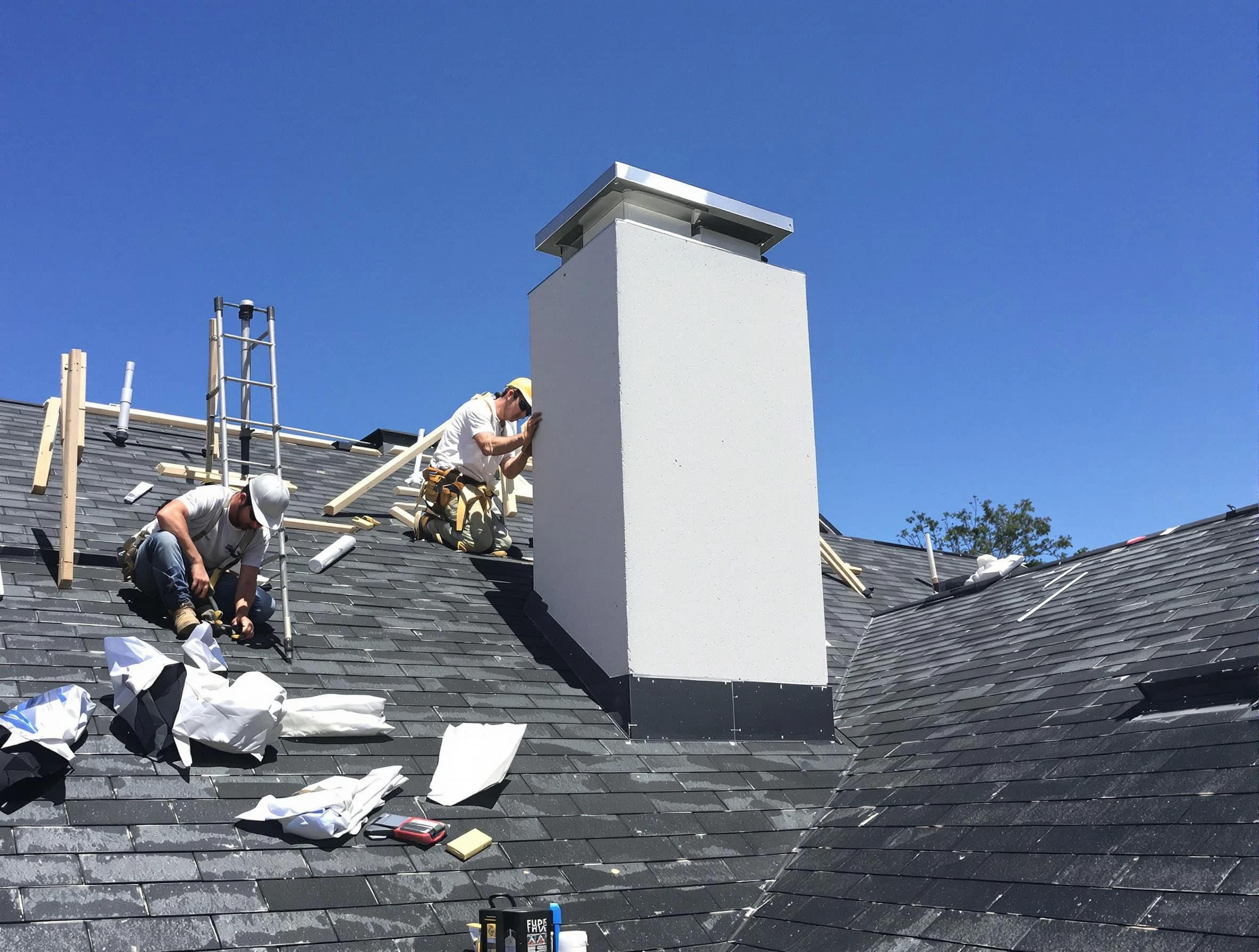 Somerset Chimney Sweep crew installing a new chimney in Somerset, NJ