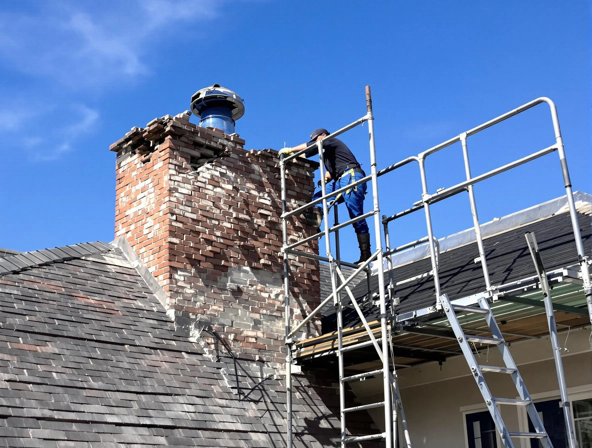 Rebuilding a chimney structure by Somerset Chimney Sweep in Somerset, NJ