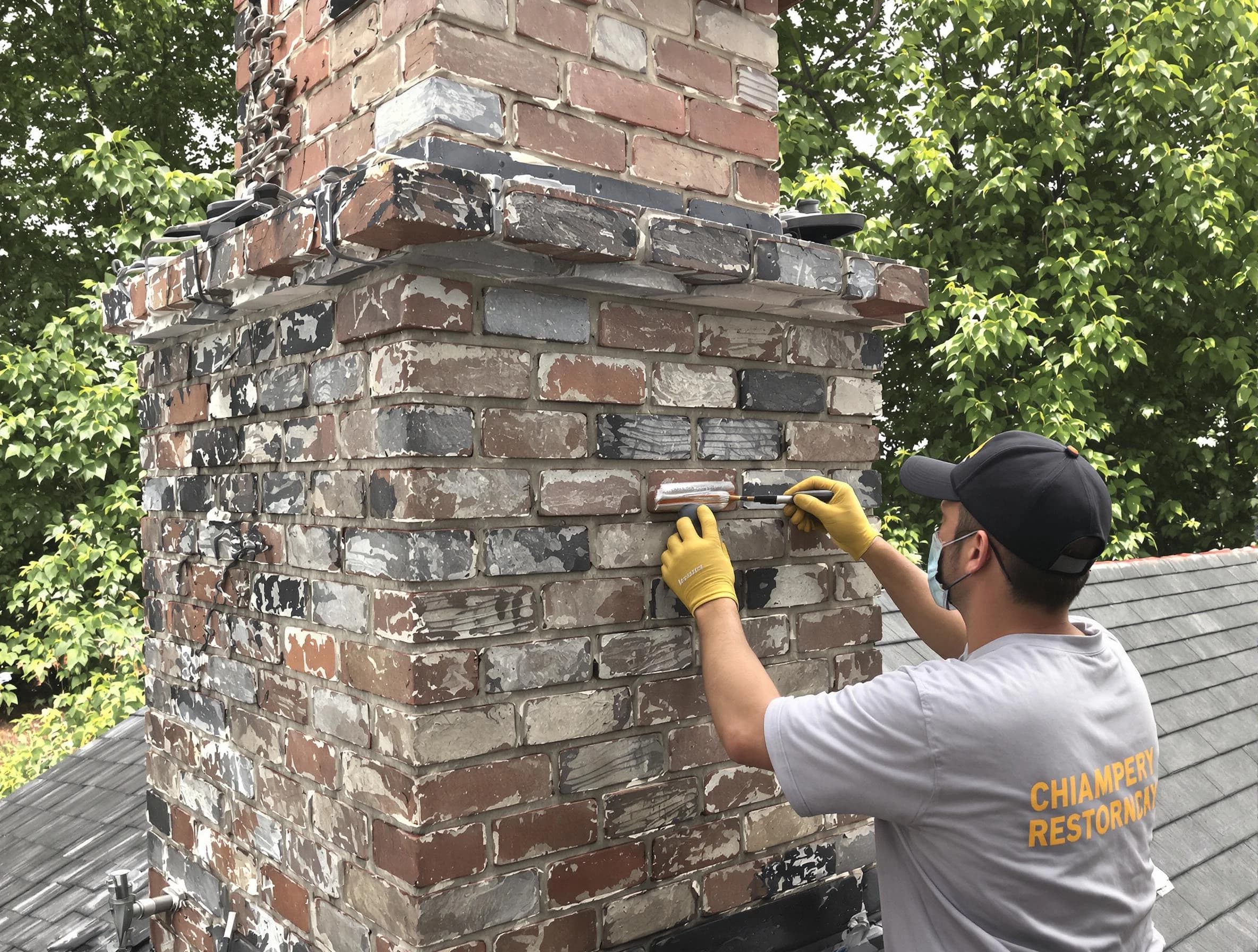 In-progress chimney restoration by Somerset Chimney Sweep in Somerset, NJ