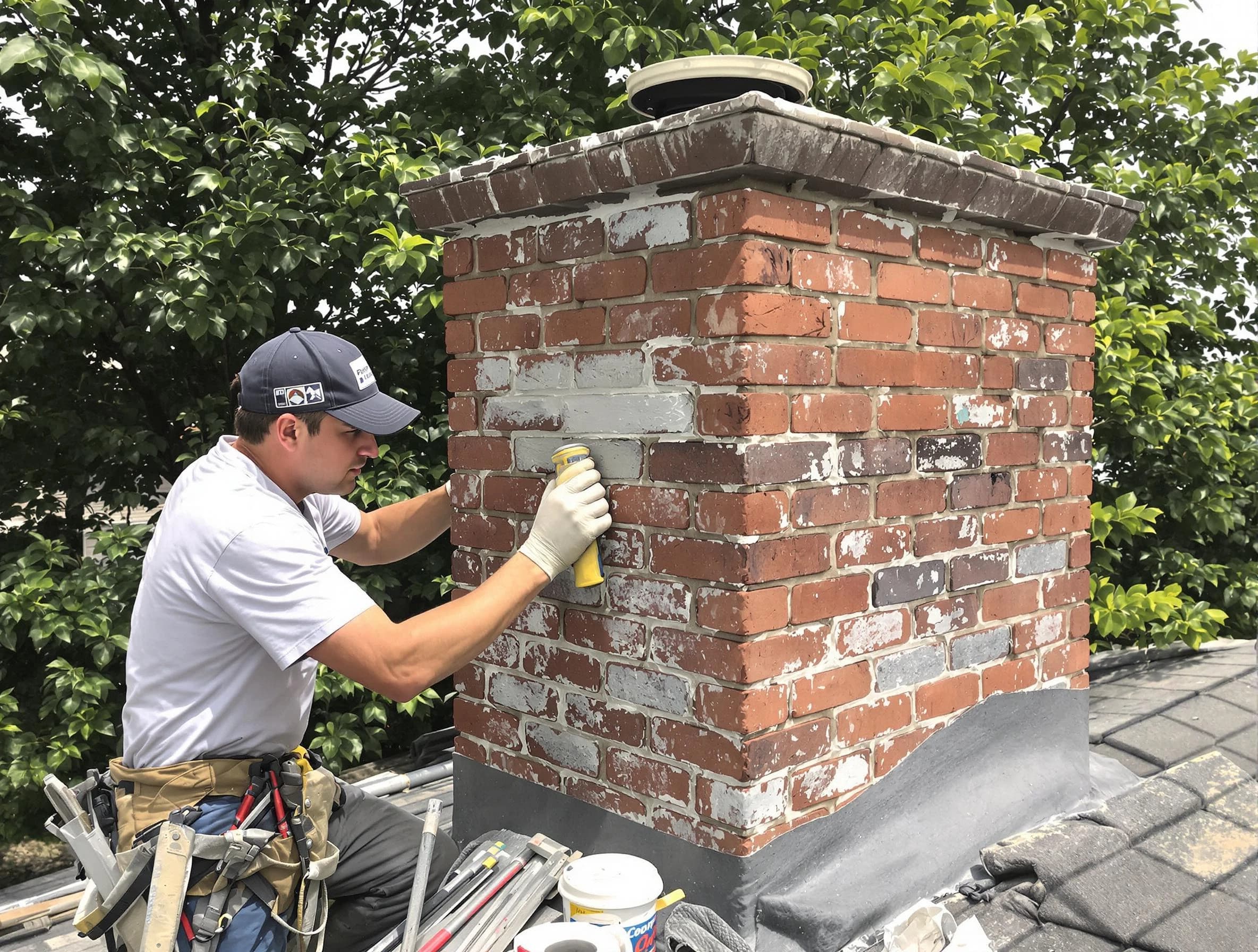 Somerset Chimney Sweep restoring an aging chimney in Somerset, NJ