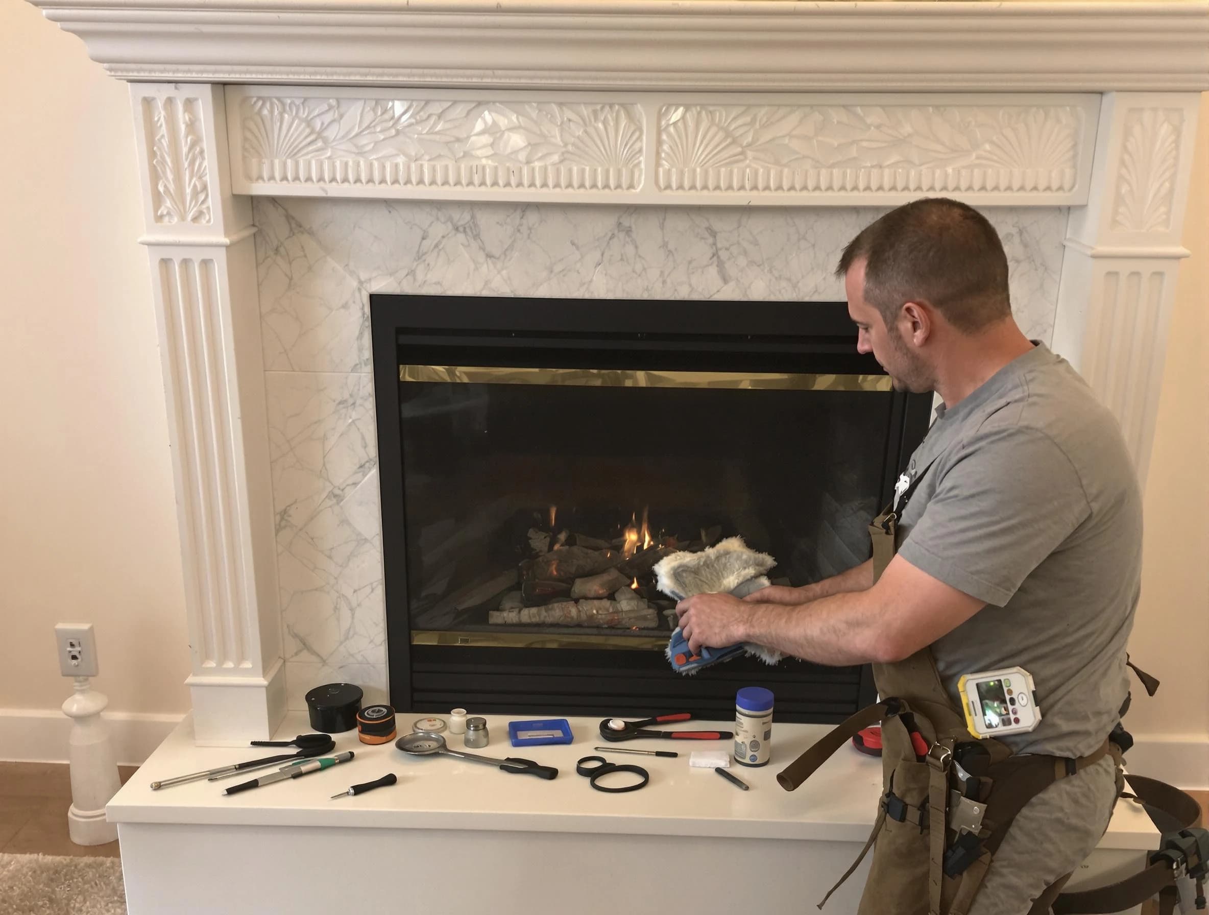 Somerset Chimney Sweep performing fireplace maintenance in Somerset, NJ